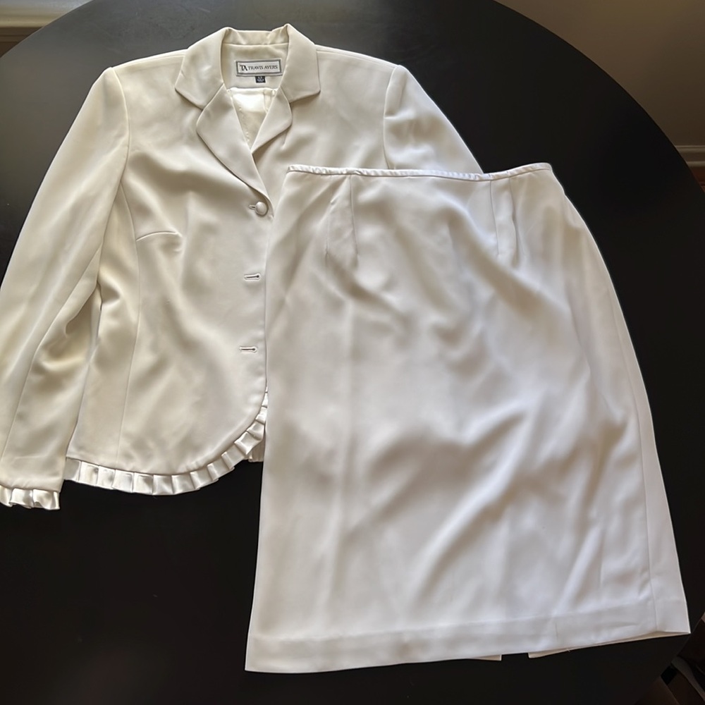 Travis Ayers Ivory Blazer and Midi Skirt Size 12